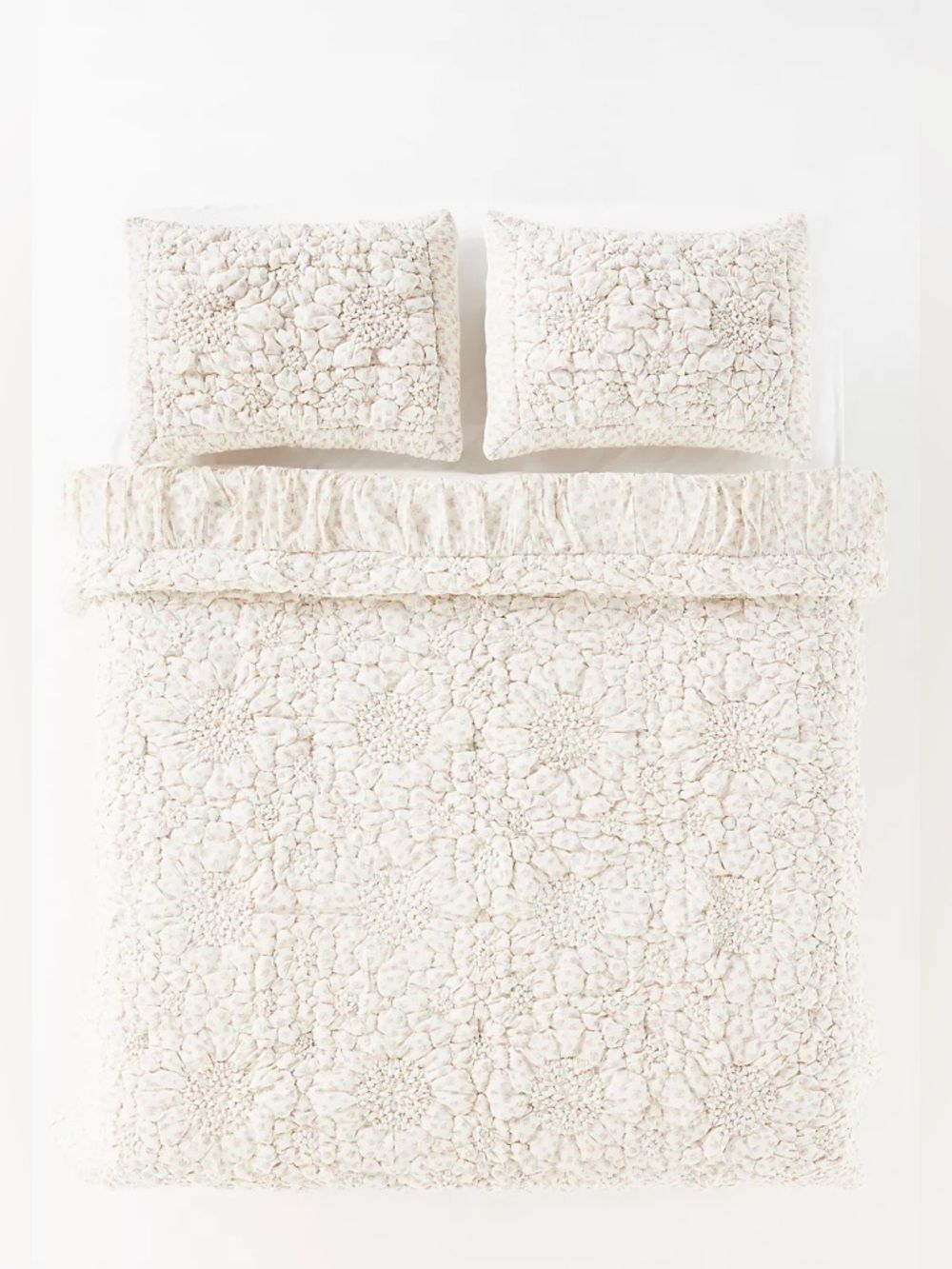 New Anthropologie Dahlia Cotton Voile Floral Printed Textured Quilt Size king - Picture 3 of 7
